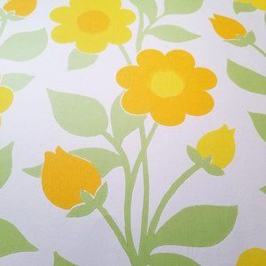 Vintage Wallpaper Sample Sheet Yellow Flowers Trimz 4602 oohh La-La Crafting
